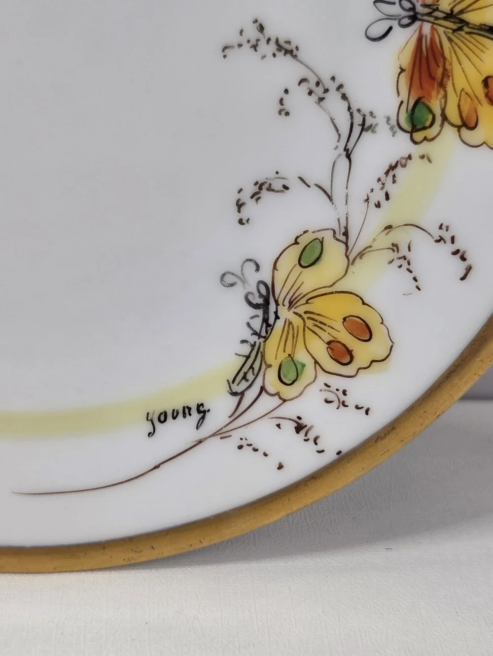 Vintage Hand-Painted Gilded Butterfly Plate 6
